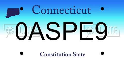 0ASPE9 Connecticut License Plate
