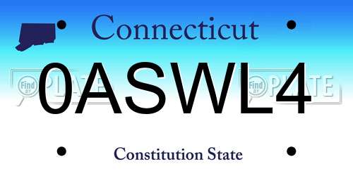 0ASWL4 Connecticut License Plate