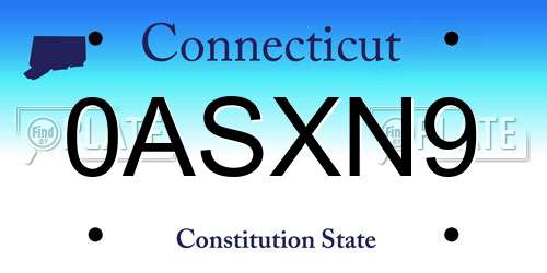 0ASXN9 Connecticut License Plate