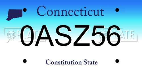 0ASZ56 Connecticut License Plate