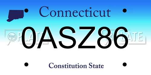 0ASZ86 Connecticut License Plate