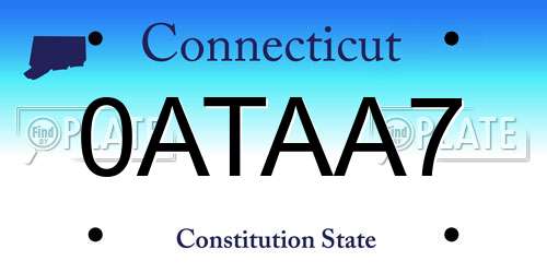 0ATAA7 Connecticut License Plate