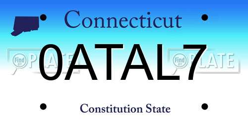 0ATAL7 Connecticut License Plate