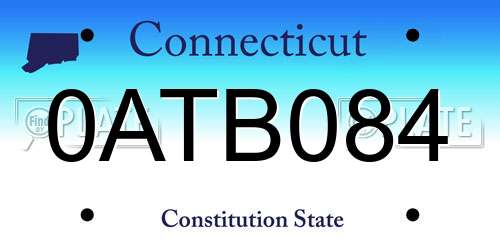 0ATB084 Connecticut License Plate