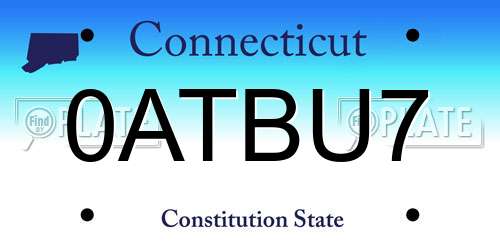 0ATBU7 Connecticut License Plate