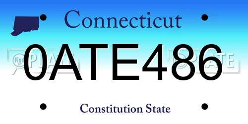 0ATE486 Connecticut License Plate