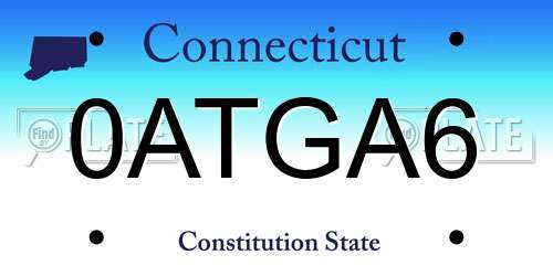 0ATGA6 Connecticut License Plate