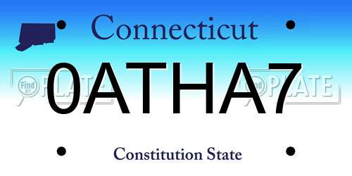 0ATHA7 Connecticut License Plate