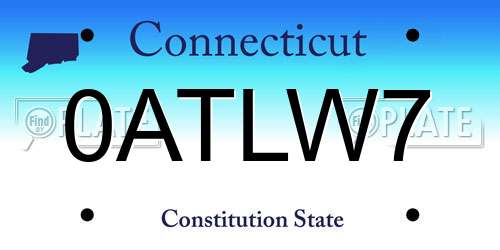 0ATLW7 Connecticut License Plate