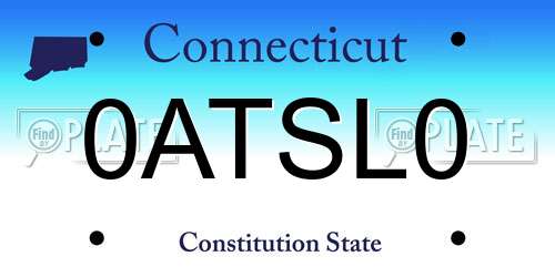 0ATSL0 Connecticut License Plate