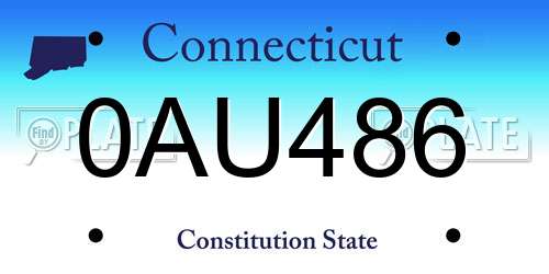0AU486 Connecticut License Plate