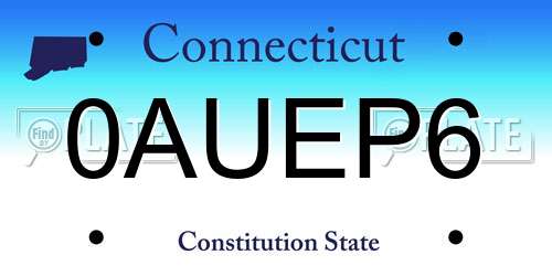 0AUEP6 Connecticut License Plate