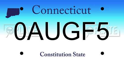 0AUGF5 Connecticut License Plate