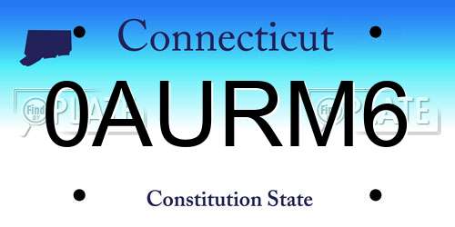 0AURM6 Connecticut License Plate