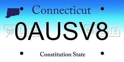 0AUSV8 Connecticut License Plate