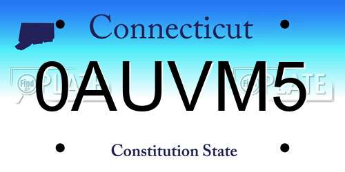 0AUVM5 Connecticut License Plate