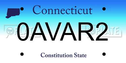 0AVAR2 Connecticut License Plate