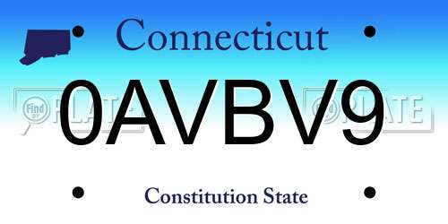 0AVBV9 Connecticut License Plate