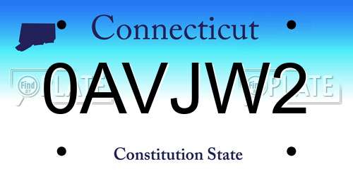 0AVJW2 Connecticut License Plate