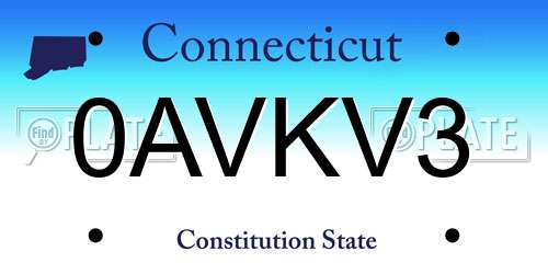 0AVKV3 Connecticut License Plate