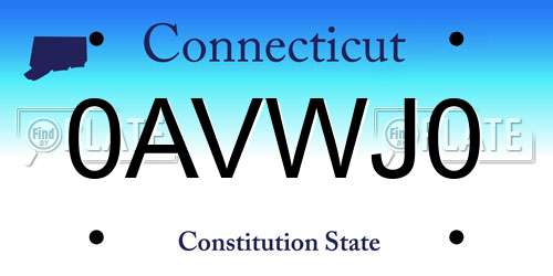 0AVWJ0 Connecticut License Plate
