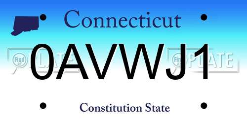 0AVWJ1 Connecticut License Plate