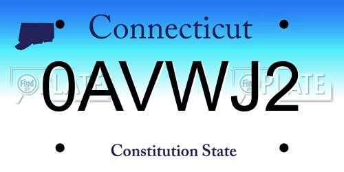 0AVWJ2 Connecticut License Plate