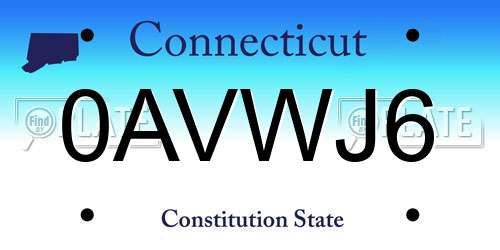 0AVWJ6 Connecticut License Plate