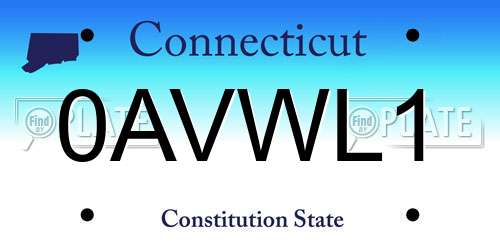 0AVWL1 Connecticut License Plate