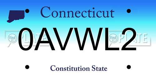 0AVWL2 Connecticut License Plate