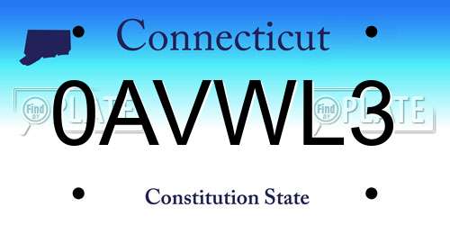 0AVWL3 Connecticut License Plate