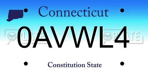 0AVWL4 Connecticut License Plate