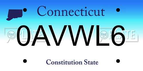 0AVWL6 Connecticut License Plate