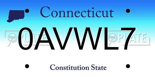 0AVWL7 Connecticut License Plate