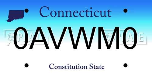 0AVWM0 Connecticut License Plate