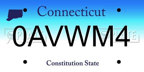 0AVWM4 Connecticut License Plate