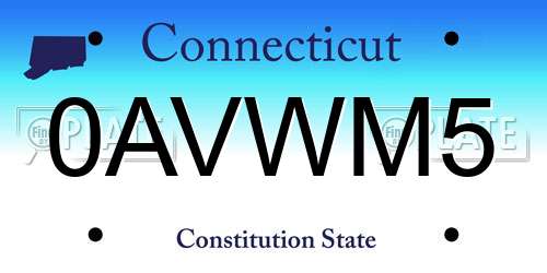0AVWM5 Connecticut License Plate