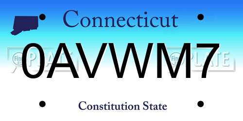 0AVWM7 Connecticut License Plate