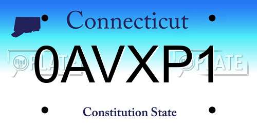 0AVXP1 Connecticut License Plate