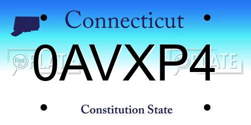 0AVXP4 Connecticut License Plate