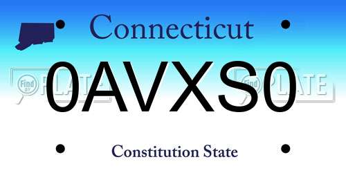 0AVXS0 Connecticut License Plate