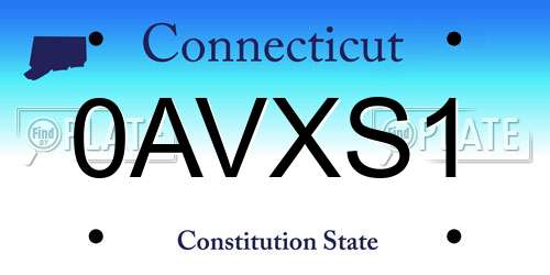 0AVXS1 Connecticut License Plate