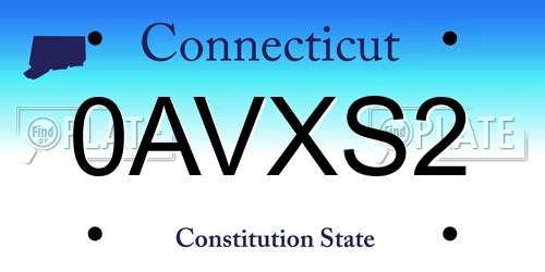 0AVXS2 Connecticut License Plate