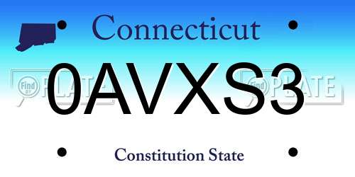0AVXS3 Connecticut License Plate