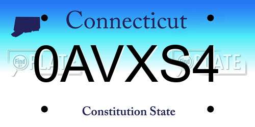 0AVXS4 Connecticut License Plate