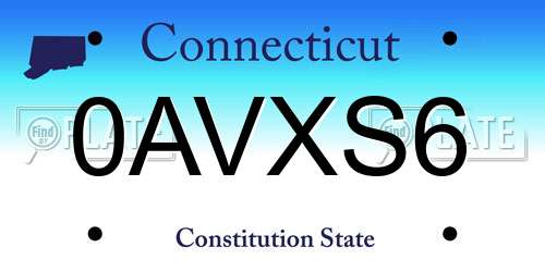0AVXS6 Connecticut License Plate