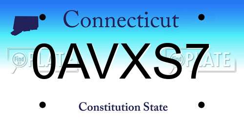 0AVXS7 Connecticut License Plate