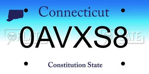 0AVXS8 Connecticut License Plate