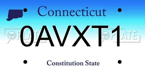 0AVXT1 Connecticut License Plate