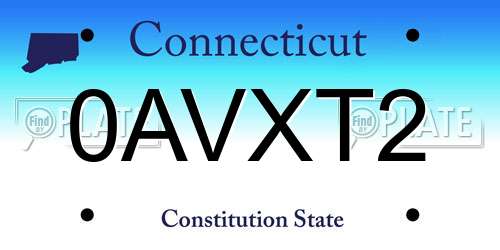 0AVXT2 Connecticut License Plate